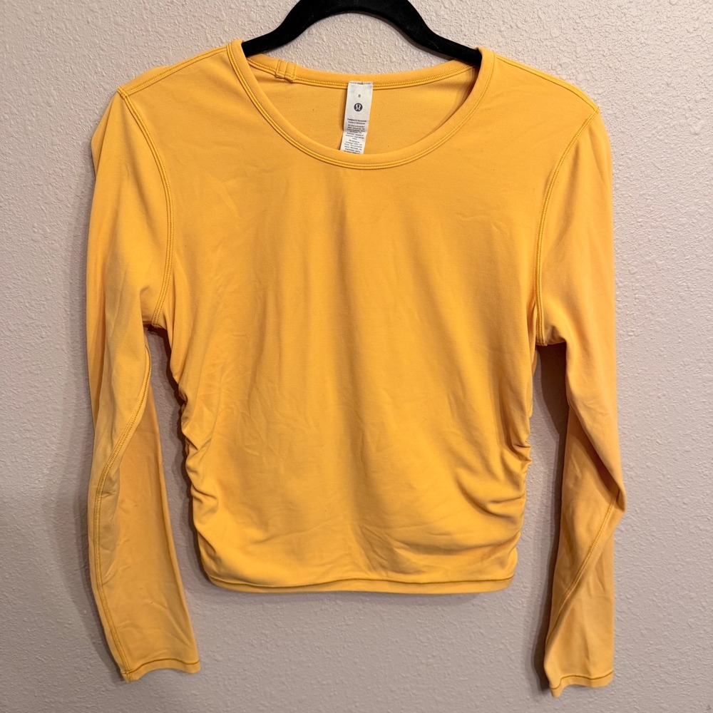Lululemon All It Takes Long Sleeve Shirt Marigold Nulu Ruched Top Size 8